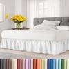 Wrap Around Dust Ruffle Bed Skirt - White - for Queen Size Beds with 12 Inch Drop - Easy Fit Elastic Strap - Adjustable Pleated Bedskirt w/Brushed Fabric - Wrinkle Free - for Women, Men, Kids & Teens view 1