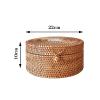 QiaoDongDian Hand-Woven Rattan Bowls with Lid, Handwoven Seagrass Storage Box Wicker Basket Desktop Makeup Organizer Multipurpose Container, Hand-Made Rattan Box (Size : D) view 2