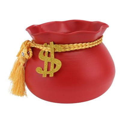Cabilock 1pc Chinese Year Blessing Bucket Decorative Emulated Flowerpot Red Color for Home Hotel and Festival Decor for Living Room and Entryway