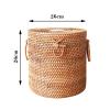 QiaoDongDian Hand-Woven Rattan Bowls with Lid, Handwoven Seagrass Storage Box Wicker Basket Desktop Makeup Organizer Multipurpose Container, Hand-Made Rattan Box (Size : O) view 2