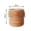 QiaoDongDian Hand-Woven Rattan Bowls with Lid, Handwoven Seagrass Storage Box Wicker Basket Desktop Makeup Organizer Multipurpose Container, Hand-Made Rattan Box (Size : N) view 2