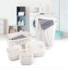 alpina Laundry Basket Set - 5 Pieces - 1 with Lid - Plastic with Knitting Pattern - Beige view 2