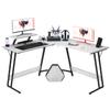 Homall L Shaped Gaming Desk Computer Corner Desk PC Gaming Desk Table with Large Monitor Riser Stand for Home Office Sturdy Writing Workstation (Classical White, 51 Inch) view 1