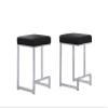 Best Master Furniture Jakob 25" Contemporary Counter Height Stools with Faux Leather Cushions, Chrome Metal Base and Footrest, Modern Minimalist Kitchen or Bar Seating, Set of 2 (Black/Chrome) view 1