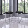 Best Master Furniture Jakob 25" Contemporary Counter Height Stools with Faux Leather Cushions, Chrome Metal Base and Footrest, Modern Minimalist Kitchen or Bar Seating, Set of 2 (Black/Chrome) view 2