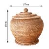 QiaoDongDian Hand-Woven Rattan Bowls with Lid, Handwoven Seagrass Storage Box Wicker Basket Desktop Makeup Organizer Multipurpose Container, Hand-Made Rattan Box (Size : G) view 2