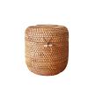 QiaoDongDian Hand-Woven Rattan Bowls with Lid, Handwoven Seagrass Storage Box Wicker Basket Desktop Makeup Organizer Multipurpose Container, Hand-Made Rattan Box (Size : K) view 1