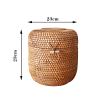 QiaoDongDian Hand-Woven Rattan Bowls with Lid, Handwoven Seagrass Storage Box Wicker Basket Desktop Makeup Organizer Multipurpose Container, Hand-Made Rattan Box (Size : K) view 2