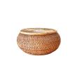 QiaoDongDian Hand-Woven Rattan Bowls with Lid, Handwoven Seagrass Storage Box Wicker Basket Desktop Makeup Organizer Multipurpose Container, Hand-Made Rattan Box (Size : H) view 1