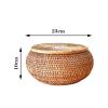 QiaoDongDian Hand-Woven Rattan Bowls with Lid, Handwoven Seagrass Storage Box Wicker Basket Desktop Makeup Organizer Multipurpose Container, Hand-Made Rattan Box (Size : H) view 2