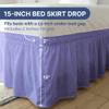 Wrap Around Dust Ruffle Bed Skirt - Lavender - for Queen Size Beds with 15 Inch Drop - Elastic Strap - Adjustable Pleated Bedskirt with Brushed Fabric and Wrinkle Free - for Women, Men, Kids & Teens view 4