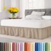Wrap Around Dust Ruffle Bed Skirt - Cream - for Queen Size Beds with 12 Inch Drop - Easy Fit Elastic Strap - Adjustable Pleated Bedskirt w/Brushed Fabric - Wrinkle Free - for Women, Men, Kids & Teens view 1