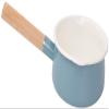 1.3L Non-stick Enamel Milk Pan Milk Pots with Insulated Wooden Handle for Coffee/Making Butter/Sauces view 1