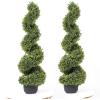 35 Inch Artificial Boxwood Topiary Tree Spiral Plants Fake Faux Plant Decor in Plastic Pot Green Indoor or Outdoor, Set of 2 view 1
