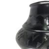 Black Pottery Angled Vase Sgraffito Design view 2