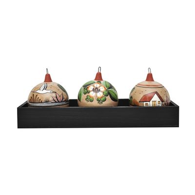 Set Of Six Spheres Made Of Burnished Clay