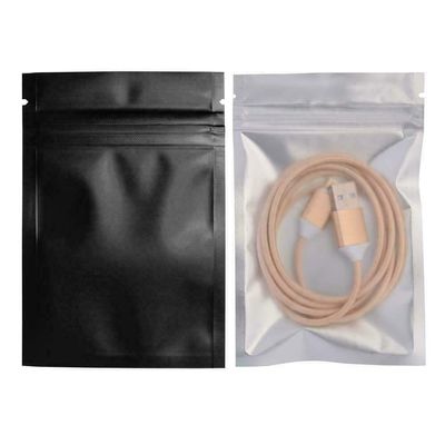 100PCS Resealable Zip Lock Bag Smell Proof Food Storage Metallic Foil Airtight Packaging Mylar Bags Front Clear Plastic Foil Pouch Flat Heat Seal Lock (Black,3x3.9 Inch)
