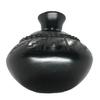 Black Pottery Flat Rounded Vase Sgraffito Design view 3