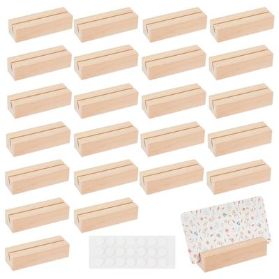 OLYCRAFT 20PCS Wood Place Card Holders Wood Name Card Holder Table Number Stands for Wedding Party Events Decoration Double Side Display Mini Blackboard - 13g/pc