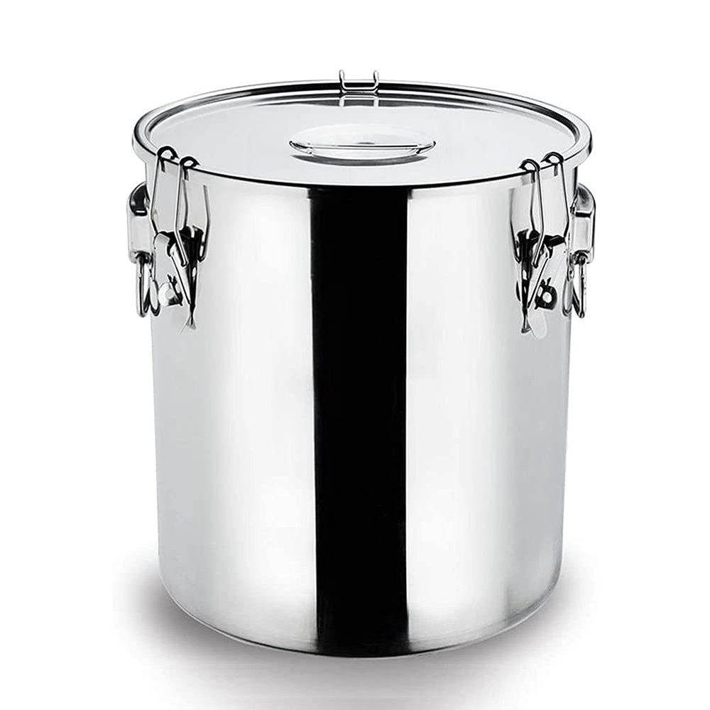 MNSSRN 304 Stainless Steel Airtight Barrel, Oil Barrel, Milk Barrel, Sealed Food Storage Tank, Metal Can Be Used As Fermenting Wine Barrel/Food Barrel/Tea Barrel/Rice Barrel,13L