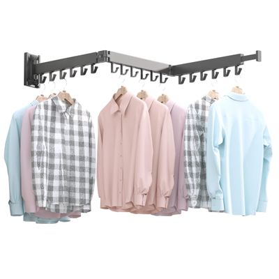BOQORAD Drying Rack Clothing,Clothes Drying Rack Wall Mounted,Collapsible Hanging Racks for Laundry,Laundry Drying Rack,Wall Mounted Clothes Rack(31.5"-White) (Black-Hooks, Tri-Fold)