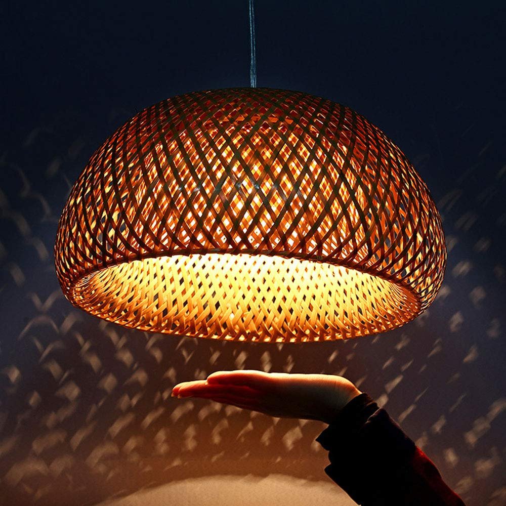 CSSYKV Eco-Friendly Chandelier, Bamboo Woven Lampshade, Warm Lighting, Japanese Style Lamps and Lanterns for Dining Table, Balcony, Bedroom, Decorative Lighting, Chandelier E27