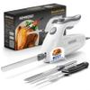 Homaider Electric Knife for Meat Slicing, Turkey, Carving Meat, Turkey, Bread & More | Ergonomic Handle + 2 Carving Stainless Steel Blades and Serving Fork Included, 6 Foot Cord view 1