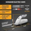 Homaider Electric Knife for Meat Slicing, Turkey, Carving Meat, Turkey, Bread & More | Ergonomic Handle + 2 Carving Stainless Steel Blades and Serving Fork Included, 6 Foot Cord view 4