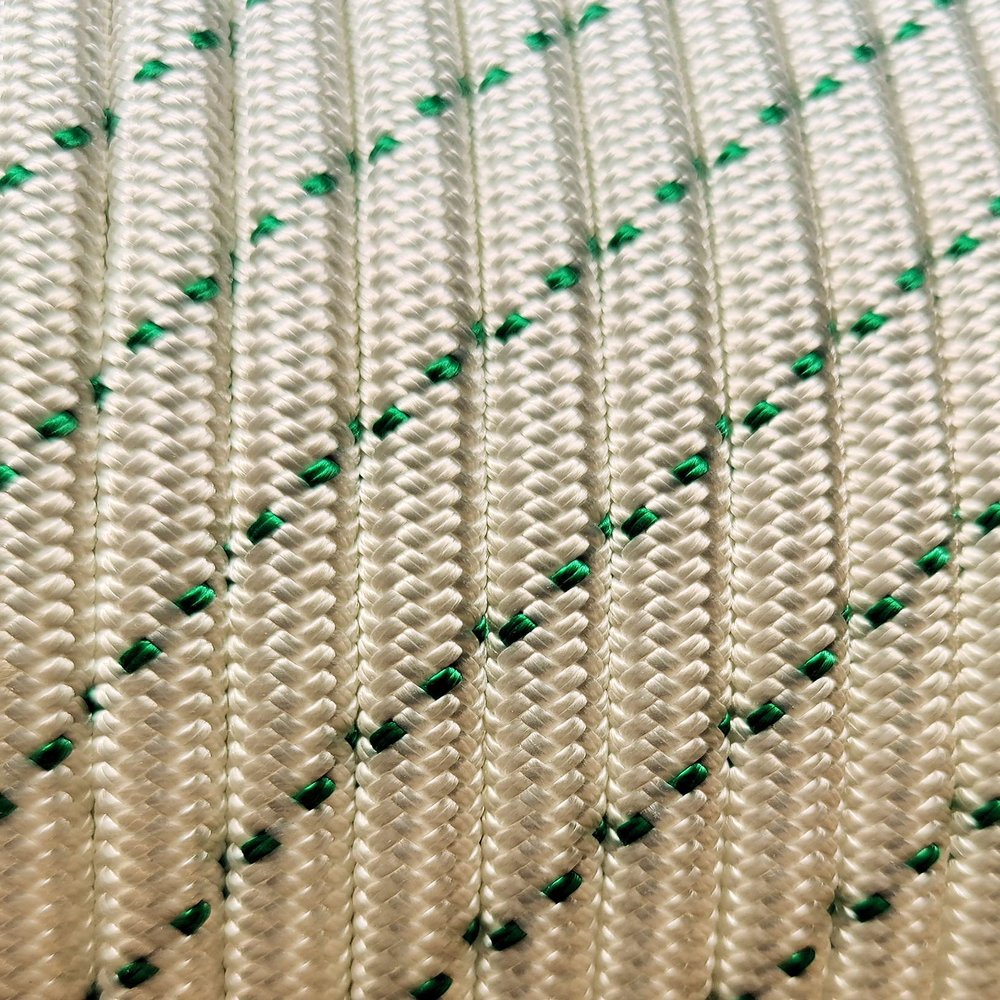 MarineNow Double Braid Polyester Low Stretch Sailing Rope Choose Size/Length/Color (8 mm (5/16"), 100 ft, Green Fleck)