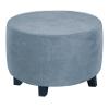 GAMUKAI Round Ottoman Slipcover  Stretchable Footstool Cover with Elastic Bottom | Plush Velvet Fabric | Fits Storage Ottomans, Poufs & Stools (Dusty Blue, Medium) view 1