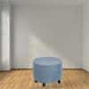 GAMUKAI Round Ottoman Slipcover  Stretchable Footstool Cover with Elastic Bottom | Plush Velvet Fabric | Fits Storage Ottomans, Poufs & Stools (Dusty Blue, Medium) view 2