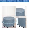 GAMUKAI Round Ottoman Slipcover  Stretchable Footstool Cover with Elastic Bottom | Plush Velvet Fabric | Fits Storage Ottomans, Poufs & Stools (Dusty Blue, Medium) view 4
