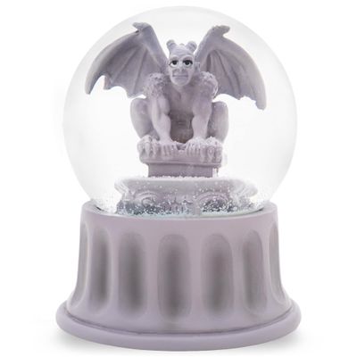 Elanze Designs Gargoyle Winged Gothic Perching Crouching Waterspout Cathedral Castle Roof Medieval Architecture Stone Grey 100MM Musical Snow Globe Plays Tune Moonlight Sonata
