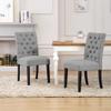 WestinTrends Hayes Tufted Dining Chairs, Linen Fabric Upholstered Kitchen Dining Table Chairs with Solid Wood Legs, Gray view 2