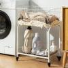 HENNZE--Basket for Garments Storage,Easy Moved with Wheels Have Brake,Wire luandry Basket visable Storage Space, White,Rolling Laundry Basket view 3