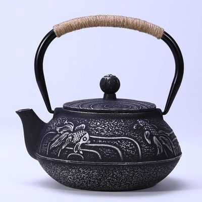900ml Cast iron cherry blossoms tea kettle teapot tea accessories tea set house decor for friends family tea lovers-fish silver