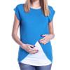 Andongnywell Women's Tow Color Maternity Nursing T-Shirt Short Sleeve Breastfeeding Tops Nursing T-Shirt (Blue,Medium,) view 2