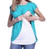 HomeLoft Basics Andongnywell Women's Tow Color Maternity Nursing T-Shirt Short Sleeve Breastfeeding Tops Nursing T-Shirt (Light Blue,Medium,) view 1
