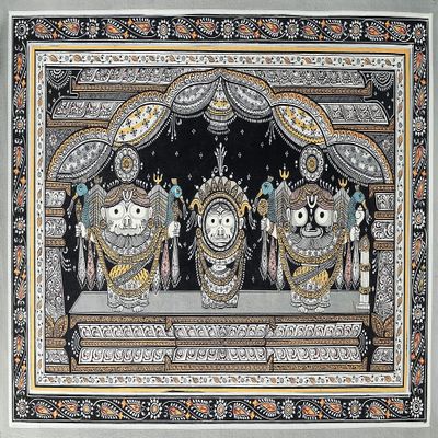 Exotic India Jagannath in Nagarjuna Vesha (Shringar Done Every 25 Years) - Water Color Painting on PattiFolk Art