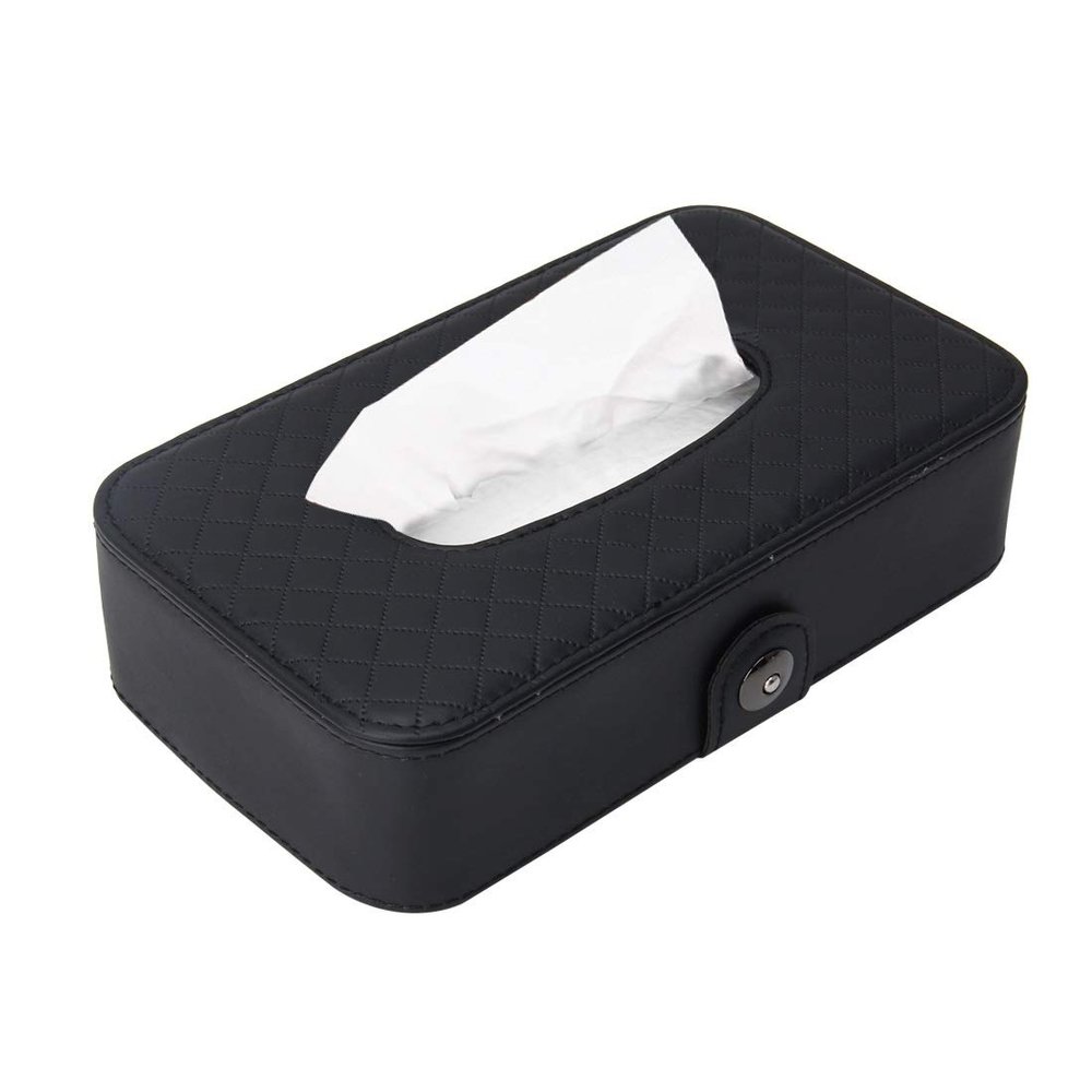 Lingland Universal Car Facial Tissue Box Case Holder Tissue Box Fashion and Simple Paper Napkin Bag with Napkin(Black) Car Storage Box Storage Box Storage Box (Color : Black)