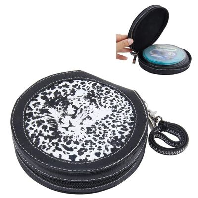 Lingland Portable Cheetah Pattern 20 CD Disc Storage Case Leather Bag Heavy Duty CD/DVD Wallet for Car, Home, Office and Travel Car Storage Box Storage Box Storage Box (Color : Color2)