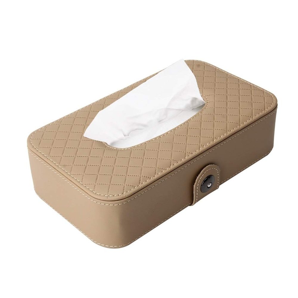 Lingland Universal Car Facial Tissue Box Case Holder Tissue Box Fashion and Simple Paper Napkin Bag with Napkin(Black) Car Storage Box Storage Box Storage Box (Color : Khaki)