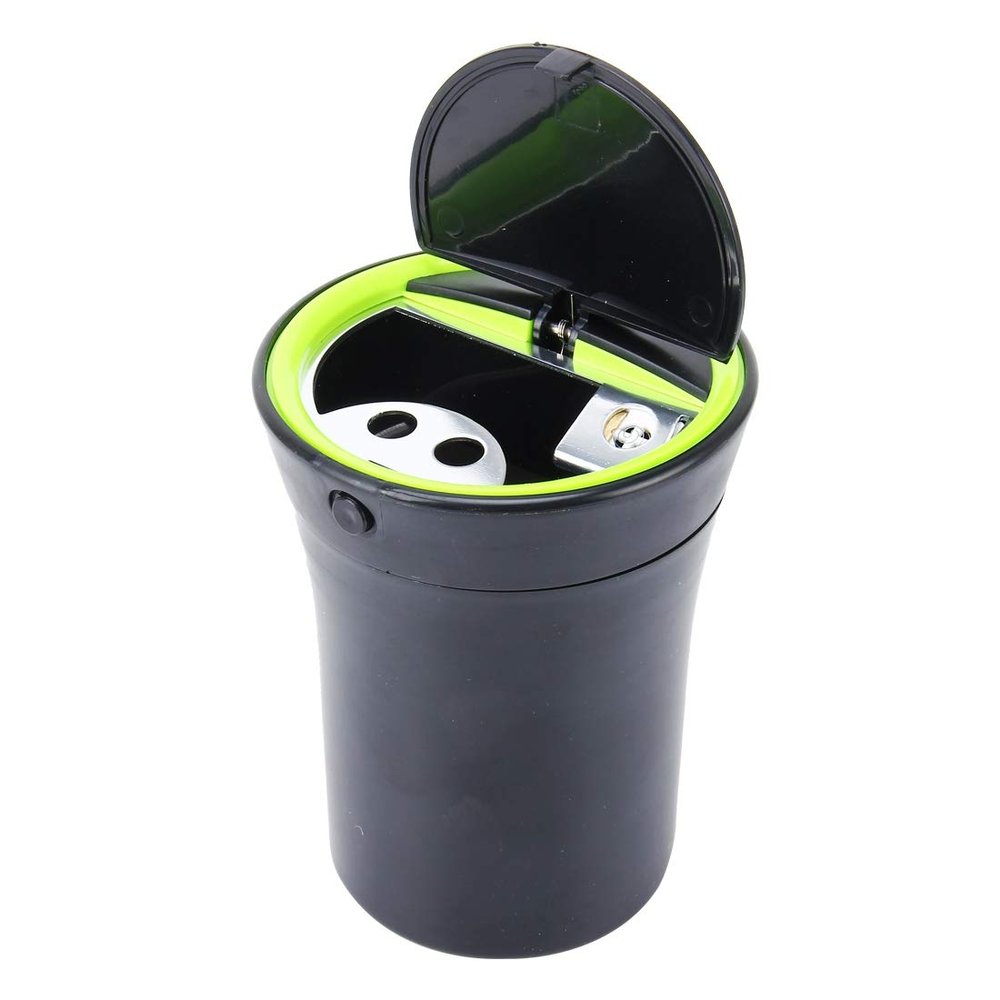 Lingland Universal Portable Car ABS Trash Rubbish Bin Ashtray with Blue LED Light and Lit Car Storage Box Storage Box Storage Box