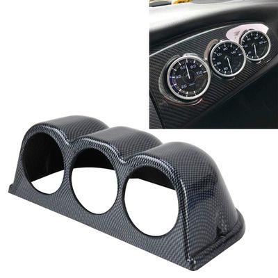 Lingland 60mm Universal Horizontal Carbon lead Material 3 Triple Auto Car Dash Gauge Meter Pod Mount Holder Dashboard 3 Hole Cup Vehicle Performance Meter Instrument Accessories Car storage box storag