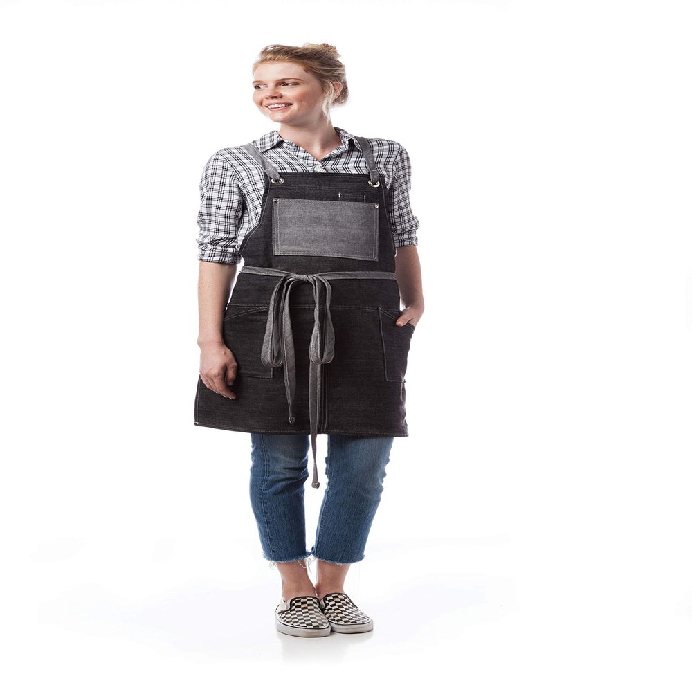 DayStar Apparel American Denim Series Criss Cross Apron - Style 934XX (Black Grey)