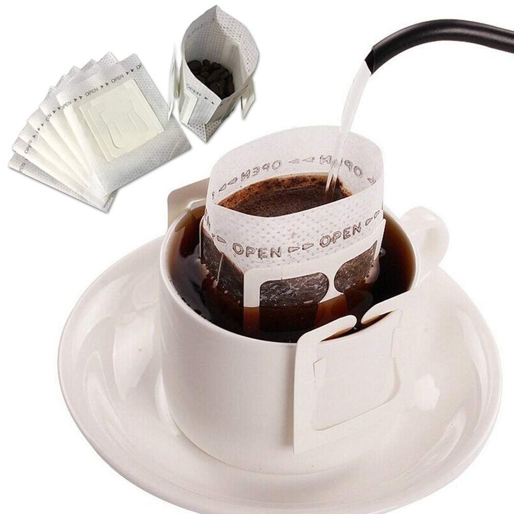 100Pcs Portable Coffee Filter Paper Bag Hanging Ear Drip Coffee Bag Single Serve Disposable Drip Coffee Filter Bag Perfect for Travel, Home, Office,Camping