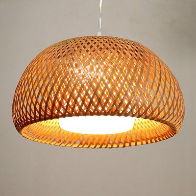 CSSYKV Southeast Asia Bamboo Woven Chandelier Simple Pastoral Restaurant Dome Chandelier with Glass Lampshade Handmade Decoration Lamp Living Room Japanese Style Creative Bedroom Corridor E27