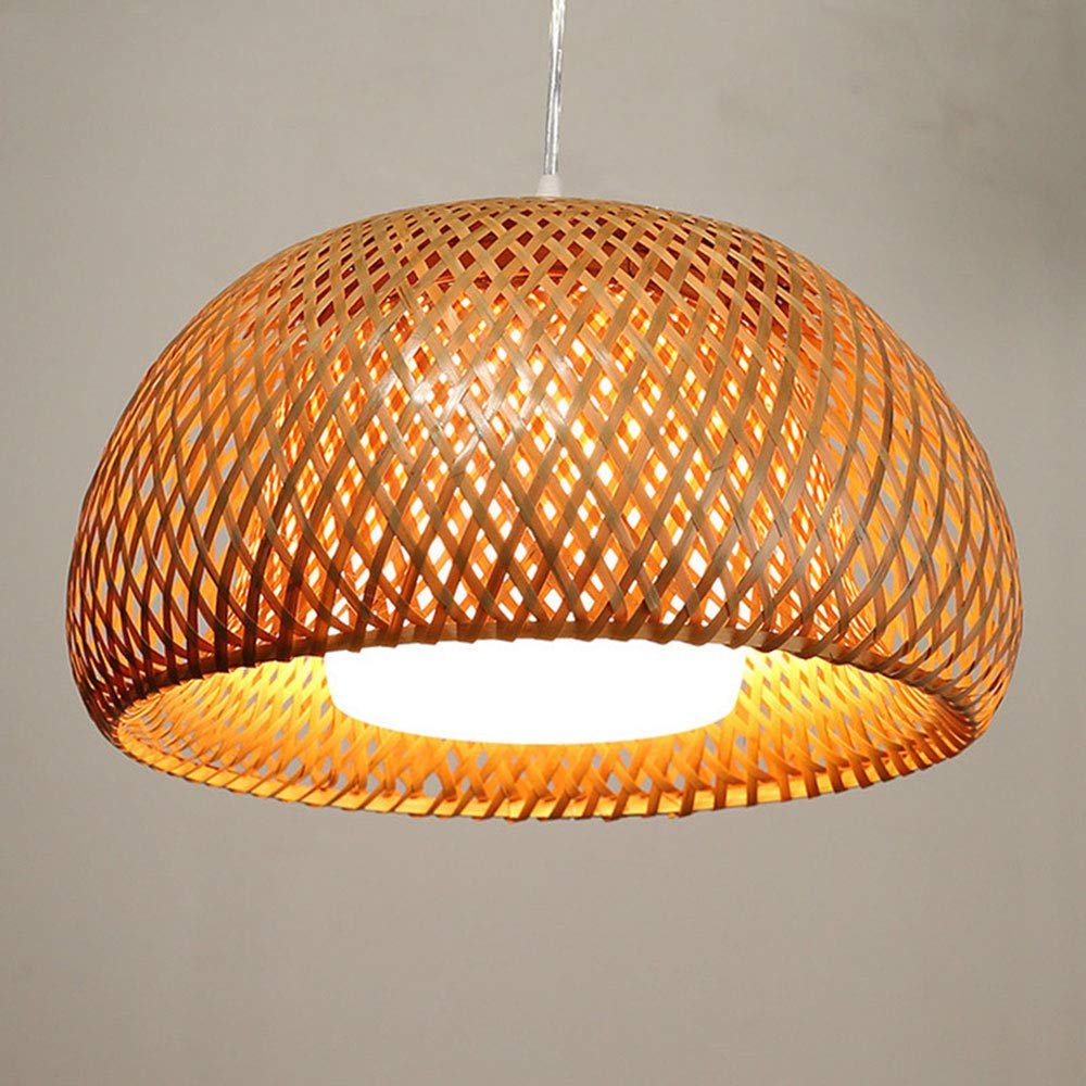 CSSYKV Southeast Asia Bamboo Woven Chandelier Simple Pastoral Restaurant Dome Chandelier with Glass Lampshade Handmade Decoration Lamp Living Room Japanese Style Creative Bedroom Corridor E27