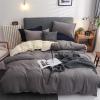 GZZBMY Plain Reversible Bedding Set,Reversible King Size Duvet Set Includes Duvet Cover & 2 Pillow Case & 1 Fitted Sheet,Cover Bedding Bedroom Set Double Set with Zipper Closure (Gray,150 * 200cm) view 1