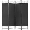 4 Panel Room Divider 6FT Steel Frame Screen Folding Privacy Divider Freestanding Partition for Home Office Bedroom, Black view 1